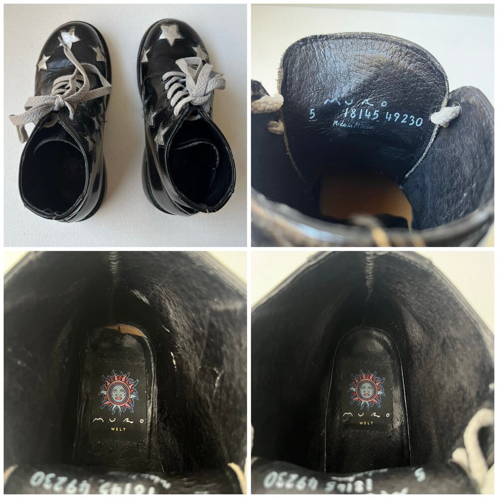 Vintage Muro Welt Leather Boots Size M5/W7 Unisex Stars 90s Y2K Grunge Goth Punk - Picture 8 of 11